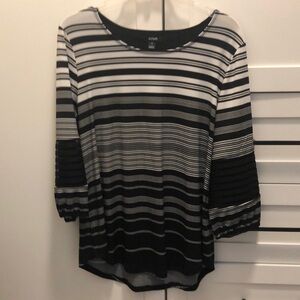 Alfani Black & White Stripe 3/4 Sleeve Blouse in size M.